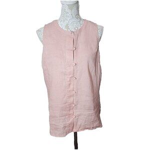 J. Jill Blush Linen Top Sleeveless Shirt Casual Lightweight Women's Medium